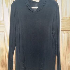 Cuddl Duds Black Hooded Long Sleeve Tee
